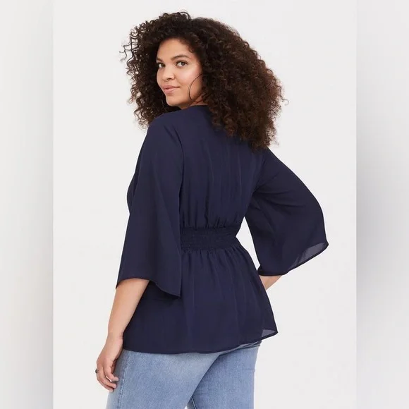 Torrid “BABYDOLL GEORGETTE SMOCKED BLOUSE” Size 2XL - Picture 2 of 11